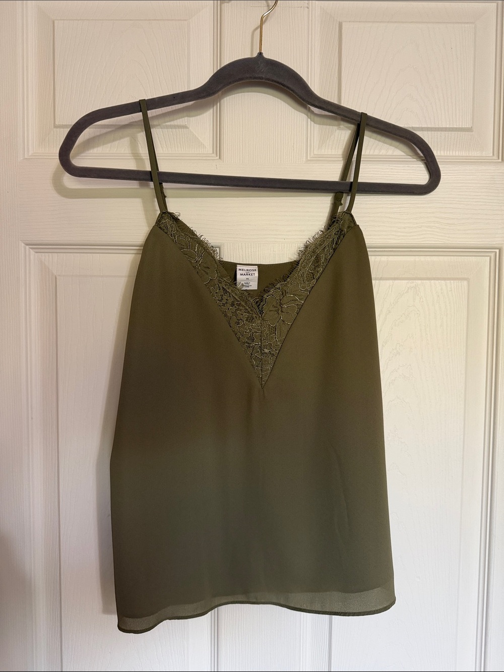 Melrose and Market Olive Lace-Trim Camisole